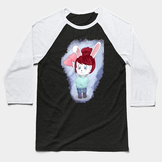 BUNNY GIRL Baseball T-Shirt by droidmonkey